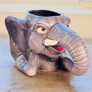 Rainforest Cafe Elephant Head Coffee Mug Tuki Makeeta 1997 Vintage 3D Ceramic